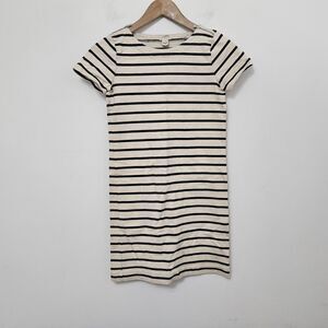 J. CREW Women's Beige Striped Short Sleeve Stretch Tight T-Shirt Dress Size XXS